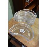 SIX "VAL ST LAMBERT" GLASSWARE DEMI-LUNE SIDE PLATES