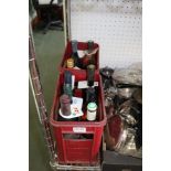 TWO DAVENPORT BEER CRATES CONTAINING 12 BOTTLES OF ALCOHOLIC BEVERAGE