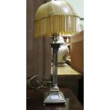 A DECORATIVE CLASSICAL COLUMN TABLE LIGHT with unusual shade