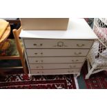 A MARIE ANTOINETTE DESIGN BEDROOM CHEST OF FIVE FULL WIDTH DRAWERS