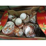 A BOX CONTAINING A QUALITY ORIENTAL HAND PAINTED EGGSHELL TEA SERVICE
