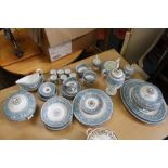 A LARGE SELECTION OF WEDGEWOOD BLUE FLORENTINE PATTERNED TEA AND DINNER WARES