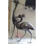 TWO FREESTANDING METAL MODEL BIRDS