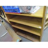 A SCRATCH BUILT ELM SET OF OPEN SHELVES