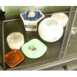 A SELECTION OF BRANDED POTTERY WARES to include; gentleman's relish pots, ashtrays etc.