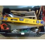 A LARGE CRATE OF DOMESTIC TOOLS VARIOUS