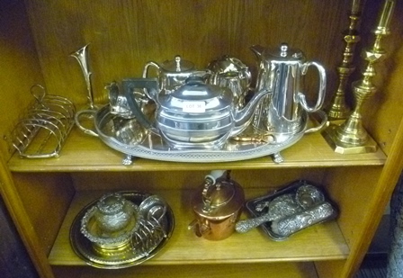 AN EXTENSIVE SELECTION OF DOMESTIC METAL WARES to include silver, brass, copper and plate