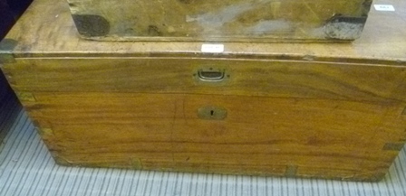 A BRASS BOUND CAMPHOR WOOD BOX CHEST