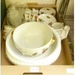 A BOX OF DOMESTIC POTTERY, the majority Royal Worcester "Evesham" pattern oven to table wares