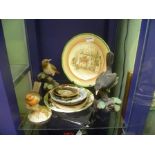 THREE COLLECTABLE MODEL BIRDS together with A SERIES OF COLLECTOR'S PLATES VARIOUS