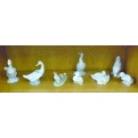 A SELECTION OF SPANISH PORCELAIN MODEL BIRDS the majority Geese