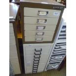 TWO METAL SETS OF SLENDER FILING DRAWERS one with the brand name 'Bisley'
