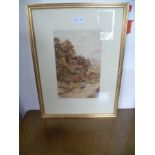 A VICTORIAN WATERCOLOUR OF AN OLD MAID'S COTTAGE NEAR ILFRACOMBE plain mounted in slender gilt frame