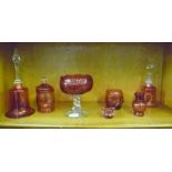 A SELECTION OF RED & CRANBERRY GLASS various