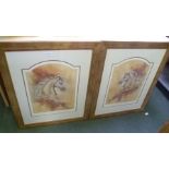 A PAIR OF SIGNED LIMITED EDITION HORSE HEAD PRINTS AFTER JOY KIRTON-SMITH with Washington Green