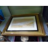 TWO GLAZED AND FRAMED WATERCOLOURS one depicting a market scene, the other an Arabic town