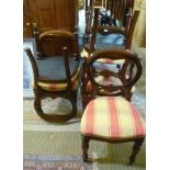 FIVE VARIOUS REPRODUCTION BALLOON BACK DESIGN CHAIRS with check design upholstered seat pads, each