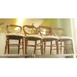 FOUR LATE 19TH CENTURY BALLOON BACK STYLE CHAIRS WITH UPHOLSTERED SEAT PADS
