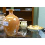 THREE PIECES OF LUSTREWARE, various to include jug, Crown Devon dish and a vase