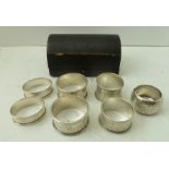 W & F RABONE A PAIR OF PLAIN SILVER NAPKIN RINGS, Birmingham 1915, cased, together with SEVEN