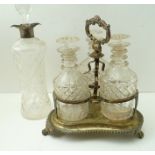 ELKINGTON & CO. A WAISTED CUT GLASS DECANTER, with silver quadruple pouring spout neck and steeple