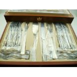 DAVENPORT AND SULLIVAN A SILVER PLATED AND PARCEL GILT CANTEEN OF CUTLERY, for 6 place settings,