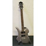 A LEFT HANDED "B.C. RICH" PLATINUM SERIES MOCKINGBIRD SILVER FINISHED 6-STRING ELECTRIC GUITAR with