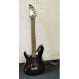 A LEFT HANDED "IBENEZ" SA SERIES PURPLE FINISHED 6-STRING ELECTRIC GUITAR, with strap