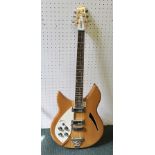 A LEFT HANDED "INDIE GUITAR COMPANY" BRANDED RICKENBACKER STYLISED SEMI-ACOUSTIC GUITAR, in a