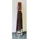 A LEFT HANDED "ARTISAN" BRANDED LAP STEEL 6-STRING GUITAR with two glass slides