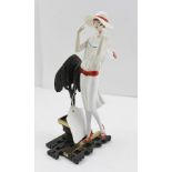 A WORCESTER ALBANY PORCELAIN & BRONZE FIGURINE "Chelsea", in the Art Deco style, 20cm high