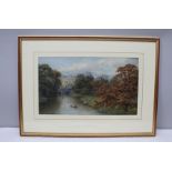 JOHN PEARSON (Exhibited 1880-1907) "Warwick Castle from across the Avon", watercolour painting,