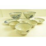 A COLLECTION OF EIGHT NANKING CARGO 18TH CENTURY CHINESE PORCELAIN PIECES including; bowls, tea