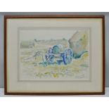 RONALD OSSORY DUNLOP A.R.A. (1894-1973) "The Water Cart", Watercolour painting, signed, 36cm x