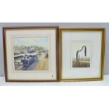 PETER ANNABLE "GWR Days" and "Relic of the Past", Watercolour paintings, of railway interest,