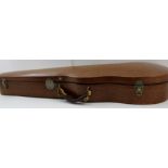 AN OAK VIOLIN CASE, with green plush interior, possibly by W.E. Hill