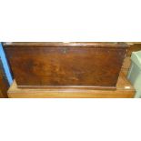 A 19TH CENTURY ELM BOX CHEST with candle box interior