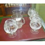 A SELECTION OF ETCHED DRINKING VESSELS together with A BOUND HISTORY OF MANCHESTER UTD FROM 1909 the
