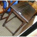 A PROBABLE EARLY 20TH CENTURY OAK RECTANGULAR TOP TABLE on lightly turned and blocked legs having