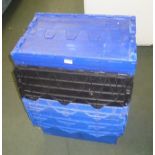A SELECTION OF STURDY LIDDED STACKING CRATES