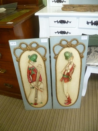 TWO MIRRORS plus a selection of Spanish decorative figures made of carved wood