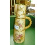 A FLORAL DECORATED BLUSH GROUND ROYAL WORCESTER JUG
