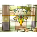 A STAINED & LEADED GLASS PANEL