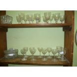 A SELECTION OF ANTIQUE GLASSWARE to include a probable 18th century Irish sugar box and cover
