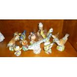 A SELECTION OF HANDPAINTED PORCELAIN BIRDS the majority Royal Worcester