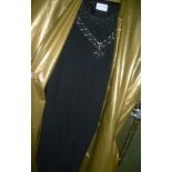 A BLACK LADIES 1920'S EVENING DRESS together with shawl