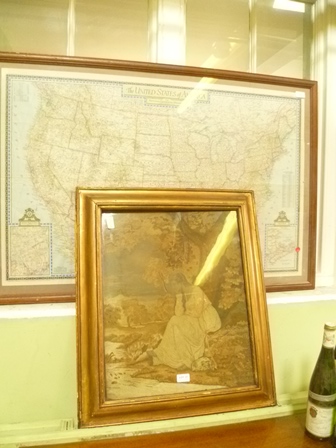 A GLAZED AND FRAMED MAP OF THE U.S.A together with A FLORAL FRAMED WALL MIRROR and A 19TH CENTURY - Image 2 of 2