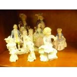 A SELECTION OF POTTERY AND PORCELAIN HUMAN FIGURINES to include Royal Doulton, Royal Worcester and