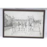 JOHN DOYLE A.R.W.S. "Chenonceaux", pencil drawing of a Chateau, 29cm x 43cm, framed and glazed (