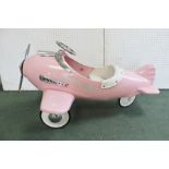 AN "AIRFLOWS COLLECTABLES" PINK TIN-PLATE CHILD'S PEDAL PLANE, the "Fantasy Flyer", 120cm long